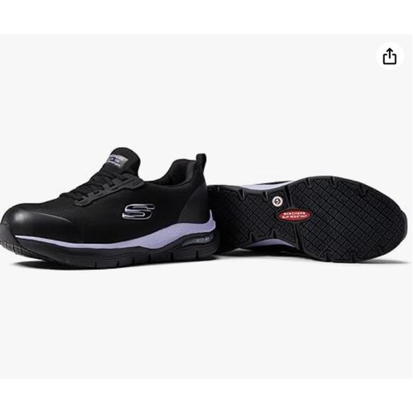 NEW Skechers Women's Arch Fit SR Evzan Alloy Toe Work Sneakers Size 8.5 Black‎ - Picture 1 of 8